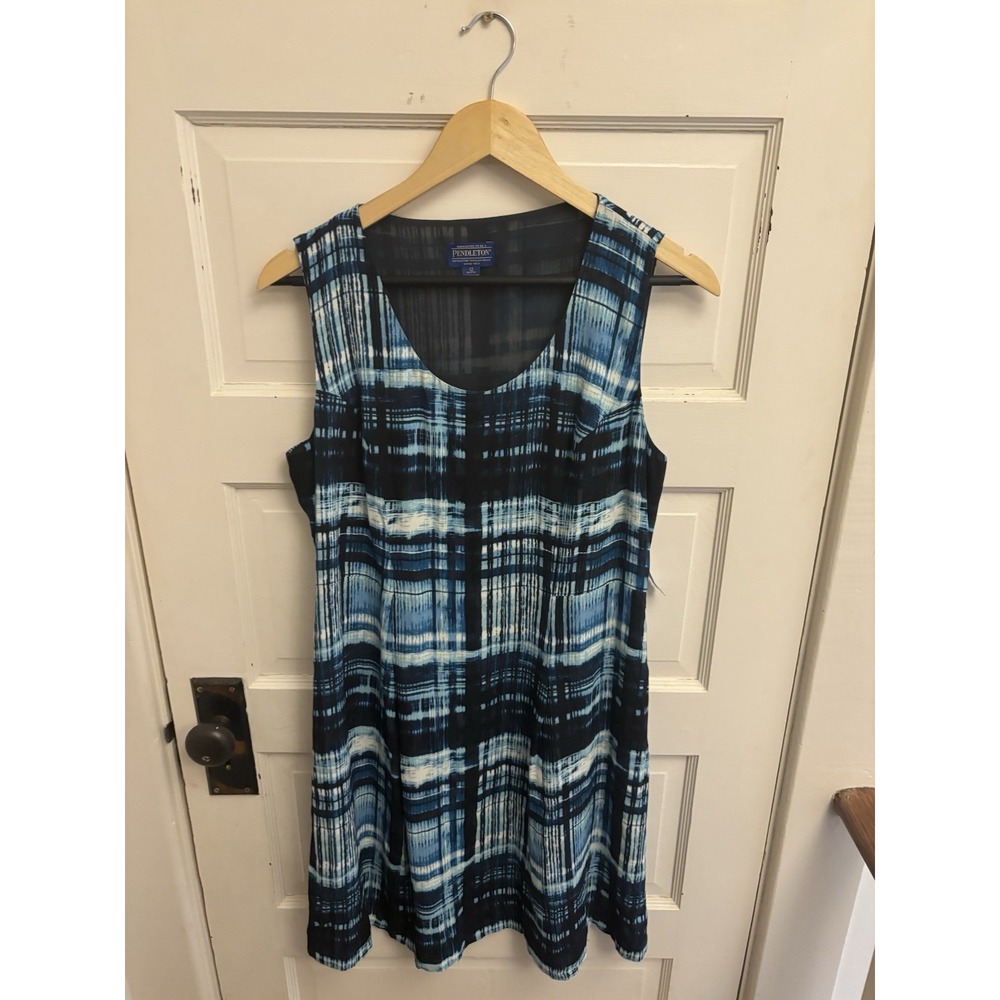 PENDLETON Women's Blue‎ Plaid Sleeveless Dress Size 12P New $179